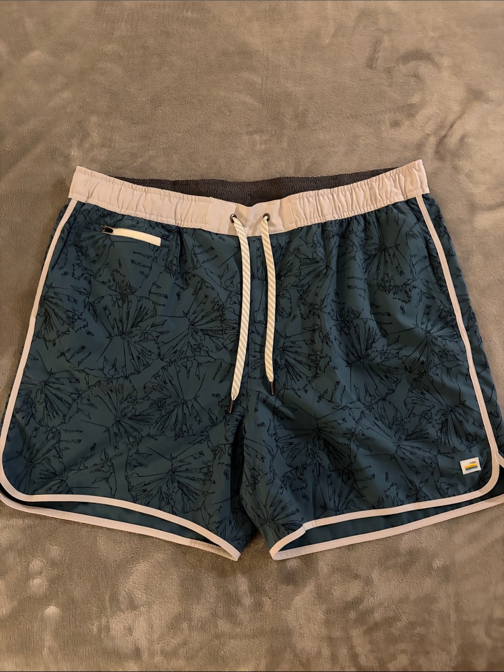 Vuori Men's Navy Floral Drawstring Swim Shorts